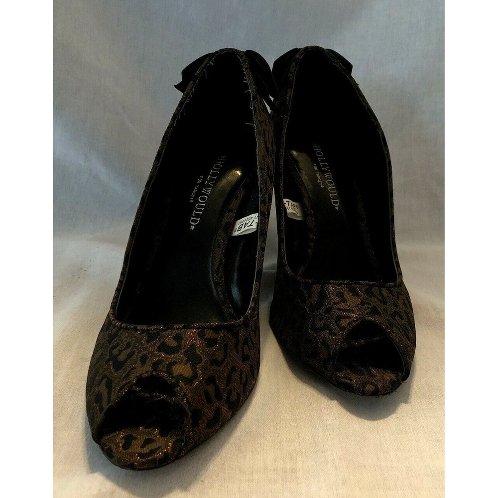 Hollywould Shoes for Target Women's size 7 Animal Cheetah Sparkle Open Toe 3.9in
